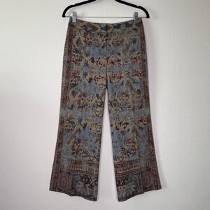 Kobi Halperin Mirielle Tapestry Print Cropped Pants Blue Brown Size 2